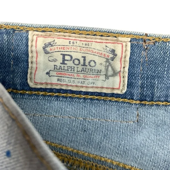Polo Ralph Lauren Jeans Size 29 Tompkins Skinny Crop Blue Wash Kennedy Painted - Picture 5 of 16